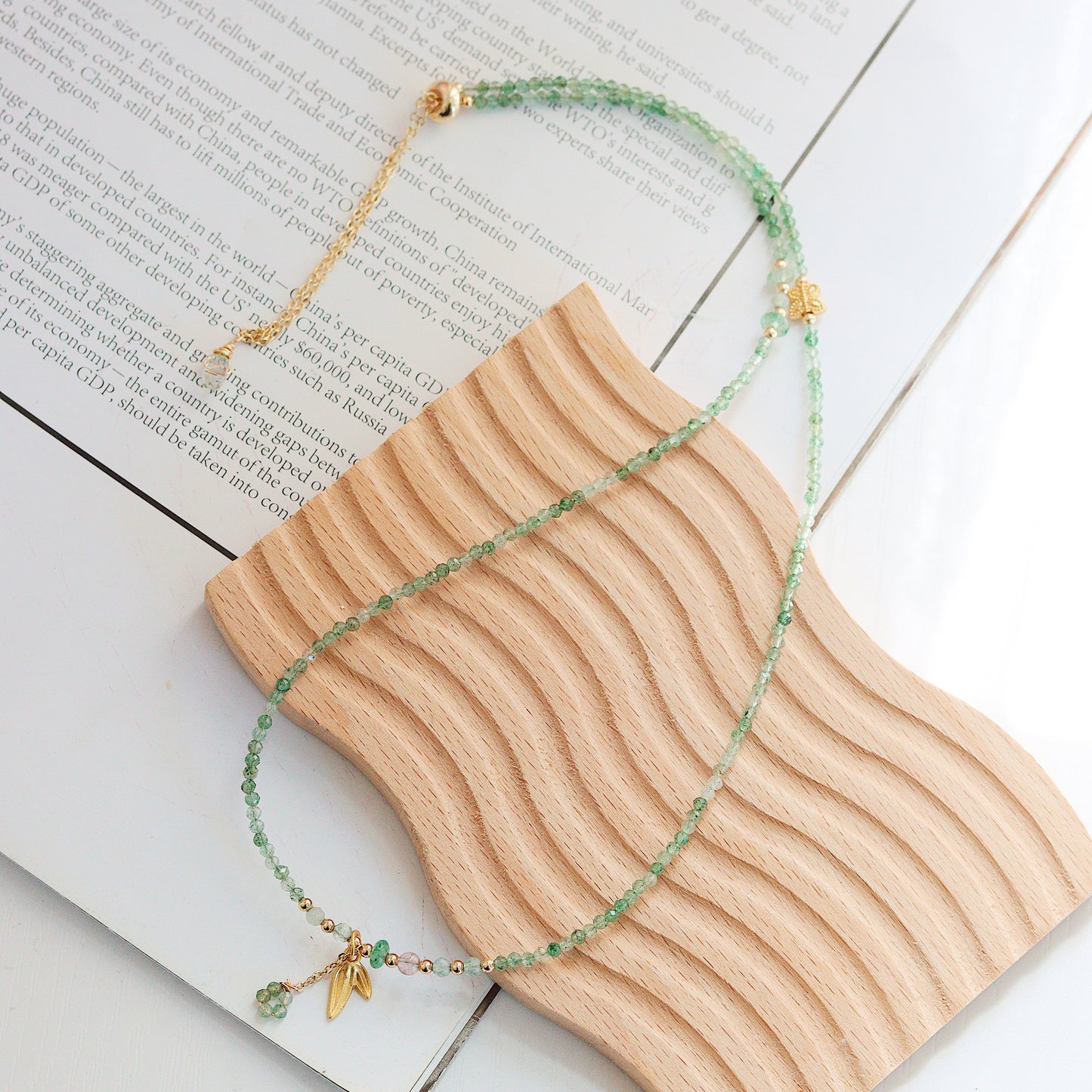 Green Strawberry Quartz Crystal Bracelet
