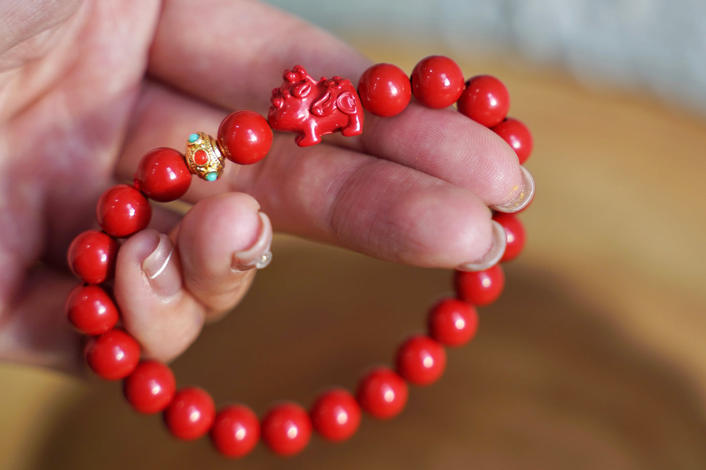 Red Cinnabar Pi Xiu Charm Bracelet