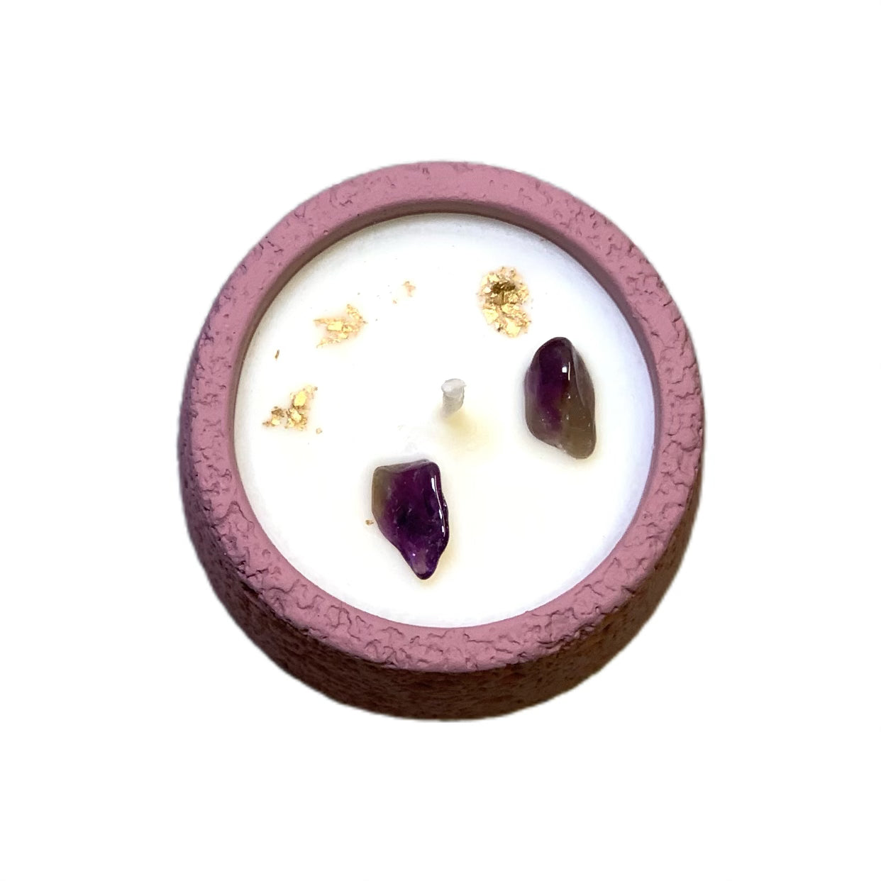 Crown Chakra Ebony & Rose Scented Amethyst Crystal Candle