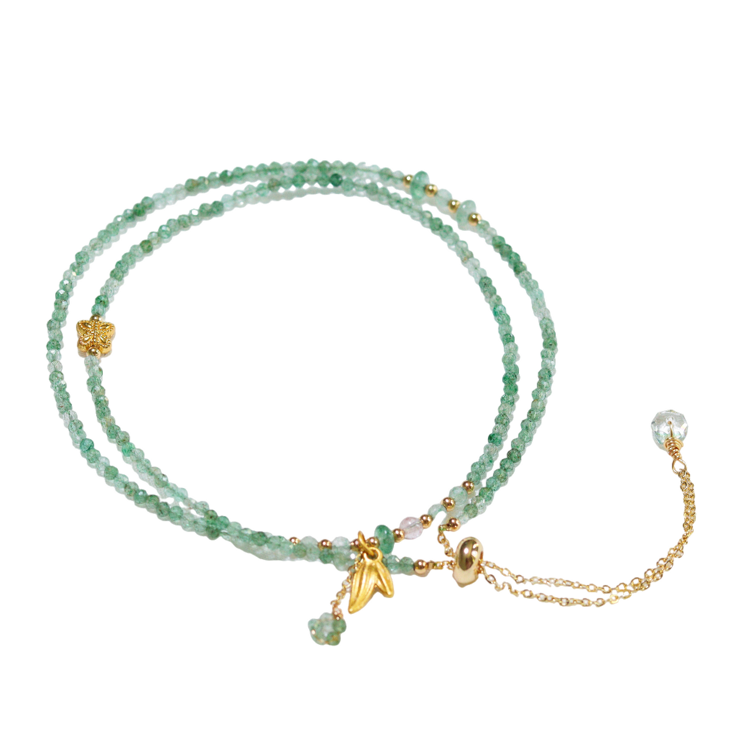 Green Strawberry Quartz Crystal Bracelet
