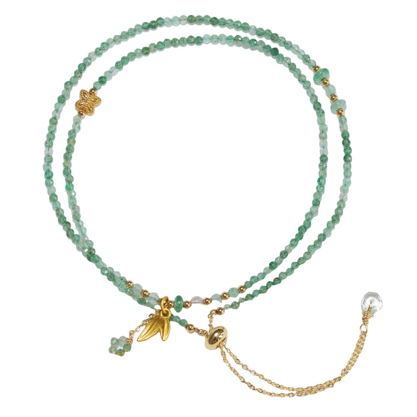 Green Strawberry Quartz Crystal Bracelet