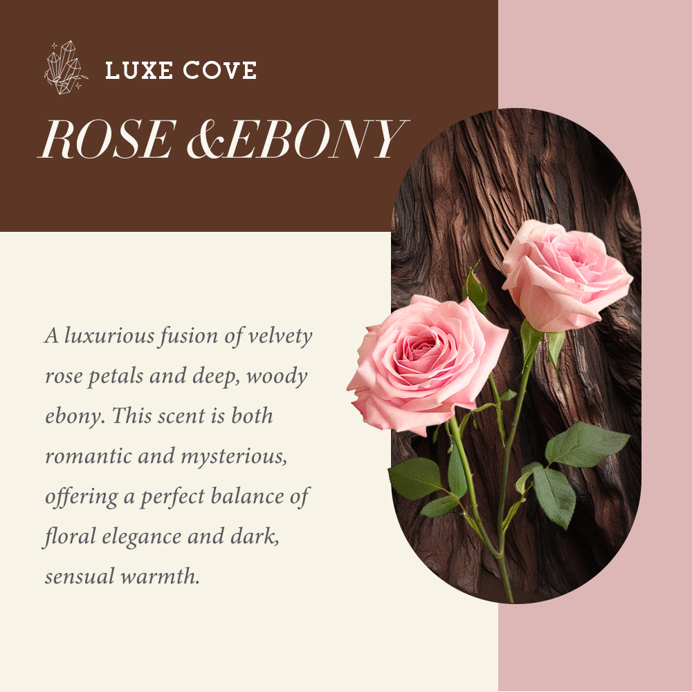 Crown Chakra Ebony & Rose Scented Amethyst Crystal Candle