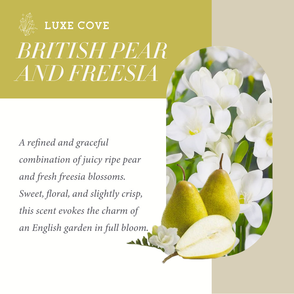 Solar Plexus Chakra British Pear & Freesia Scented Citrine Crystal Candle