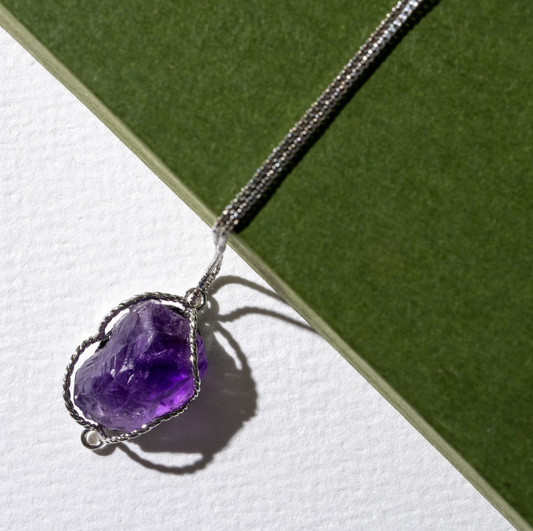 Mystic Amethyst Crystal & 925 Silver Necklace