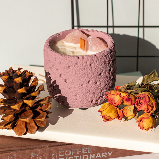 Rose Memories Rose Quartz Crystal Candle