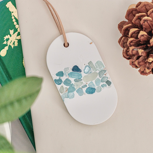 Blue Quartz Crystal Car Air Freshener Hanging Essential Oil Diffuser