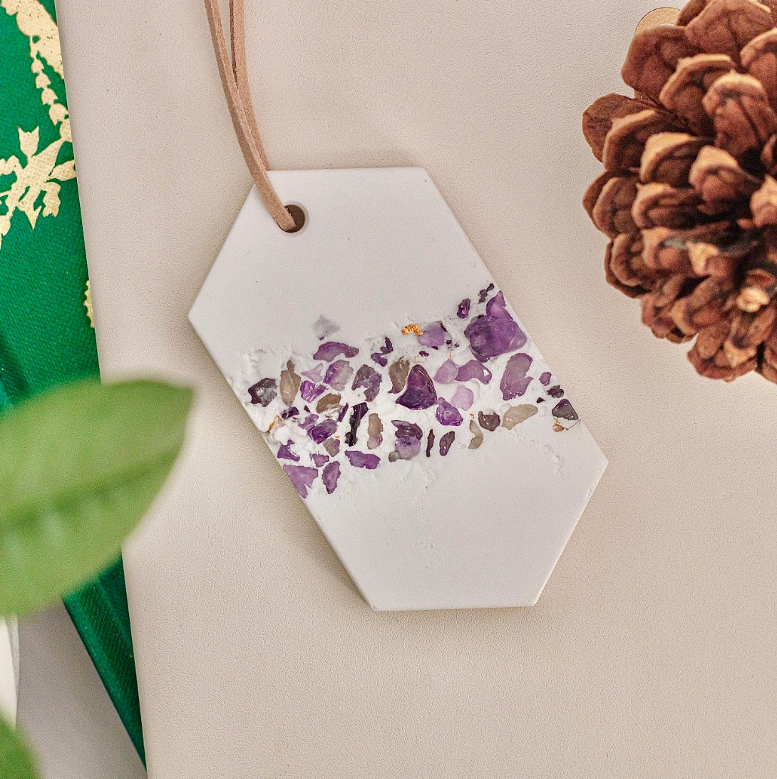 Amethyst Crystal Plaster Hanging Ornament - Essential Oil Diffuser