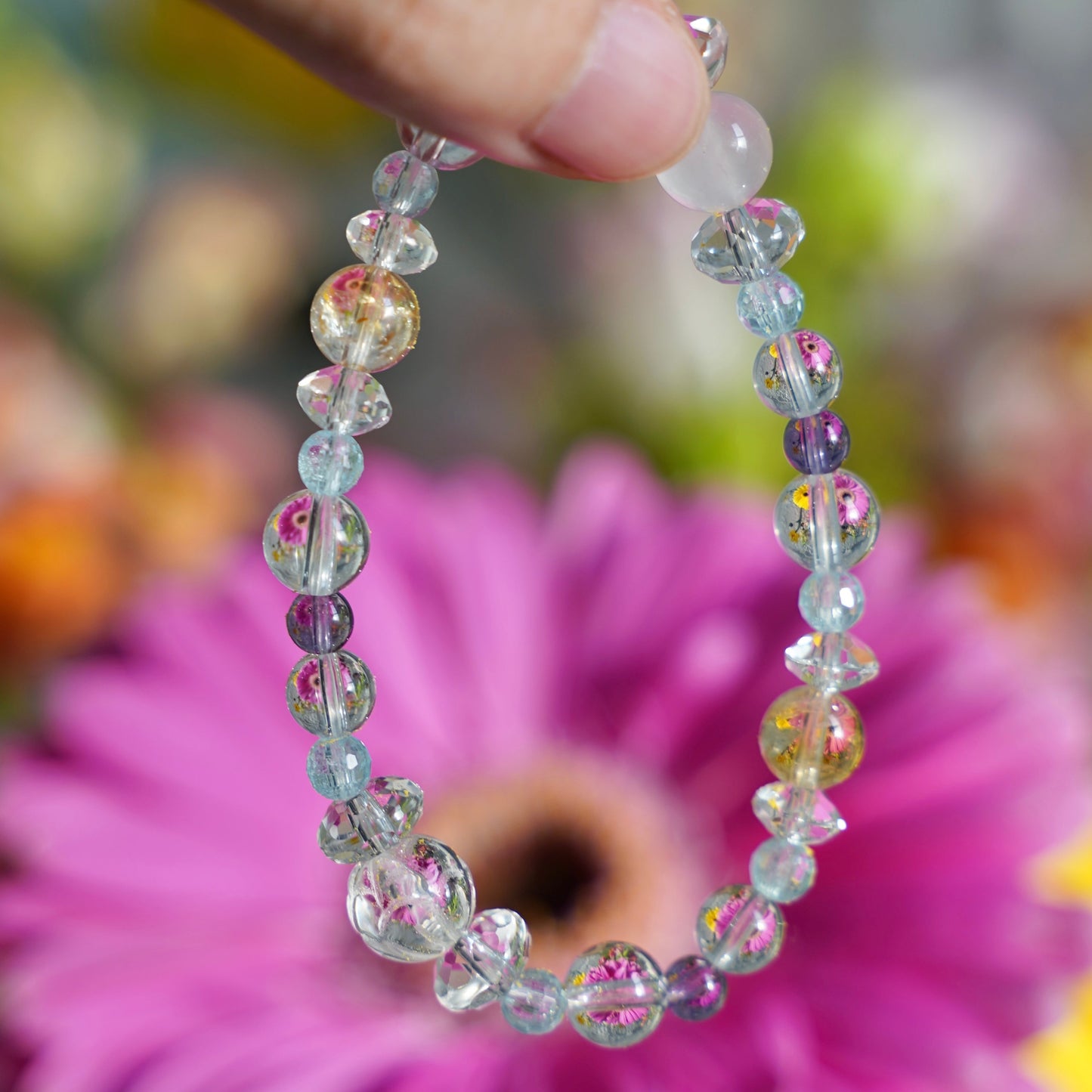 Natural Amethyst and White Quartz Bracelet – Healing Crystal Beaded Stretch Bracelet for Calm, Balance & Positive Energy