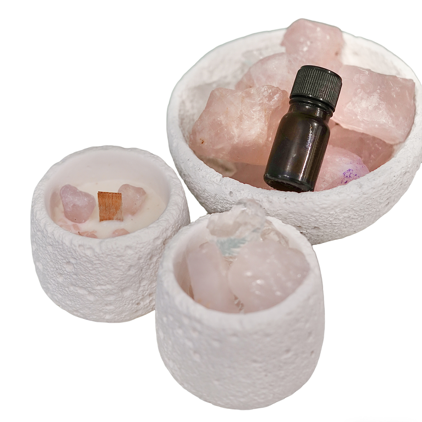 Pink Quartz Crystal Essential Oil Diffuser & Candle Set