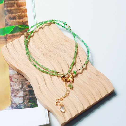 Green Strawberry Quartz Crystal Bracelet