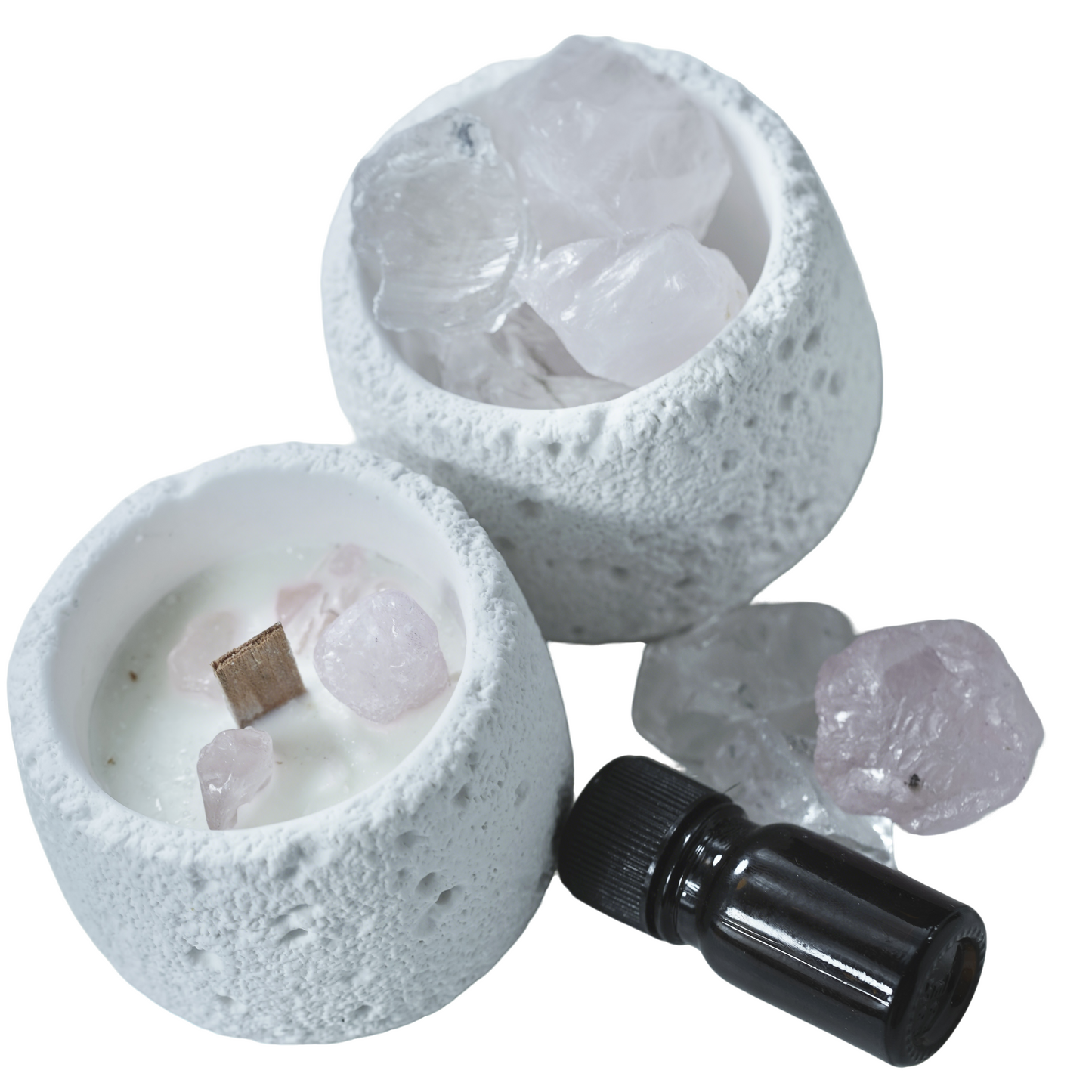Pink Quartz Crystal Essential Oil Diffuser & Candle Set
