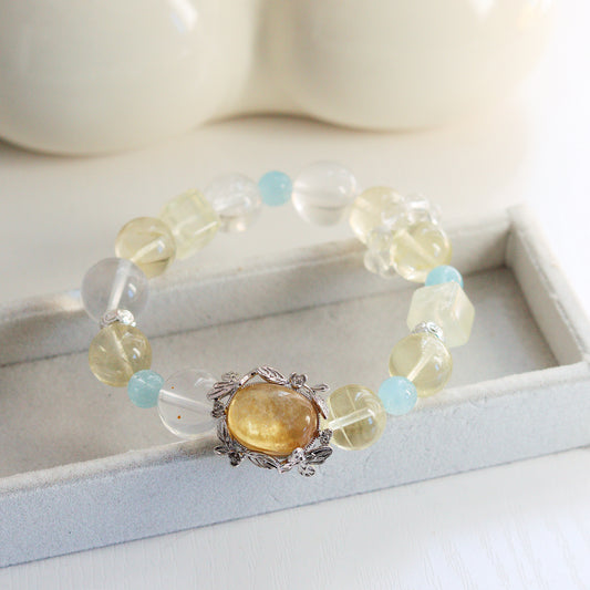 Gold Lithium Mica Crystal Cartridge Bracelet