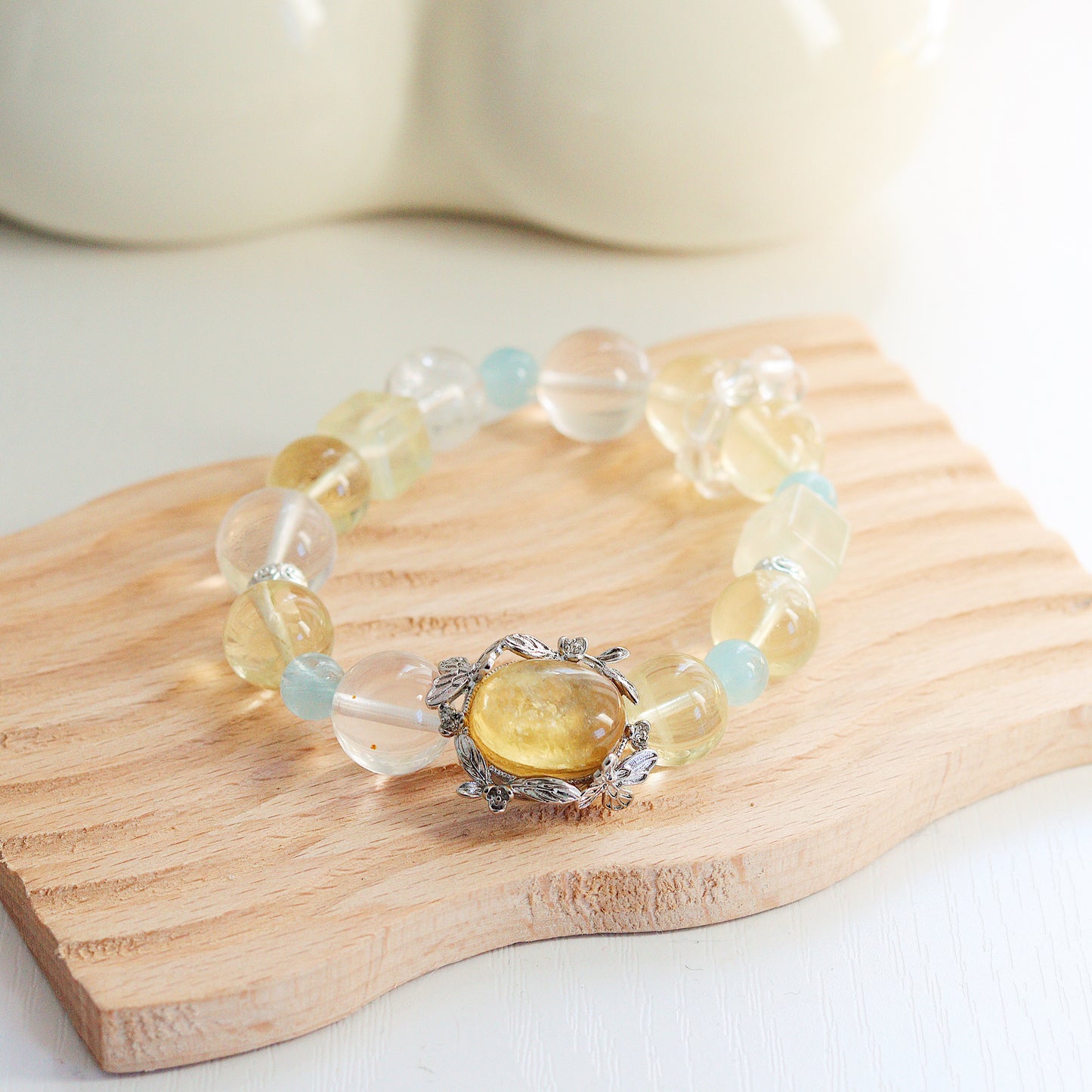 Gold Lithium Mica Crystal Cartridge Bracelet