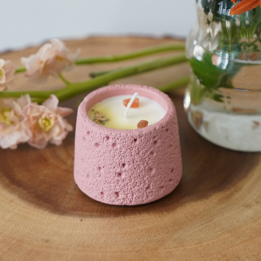 Sacral Chakra Tangerine Rose Scented Sunstone Crystal Candle