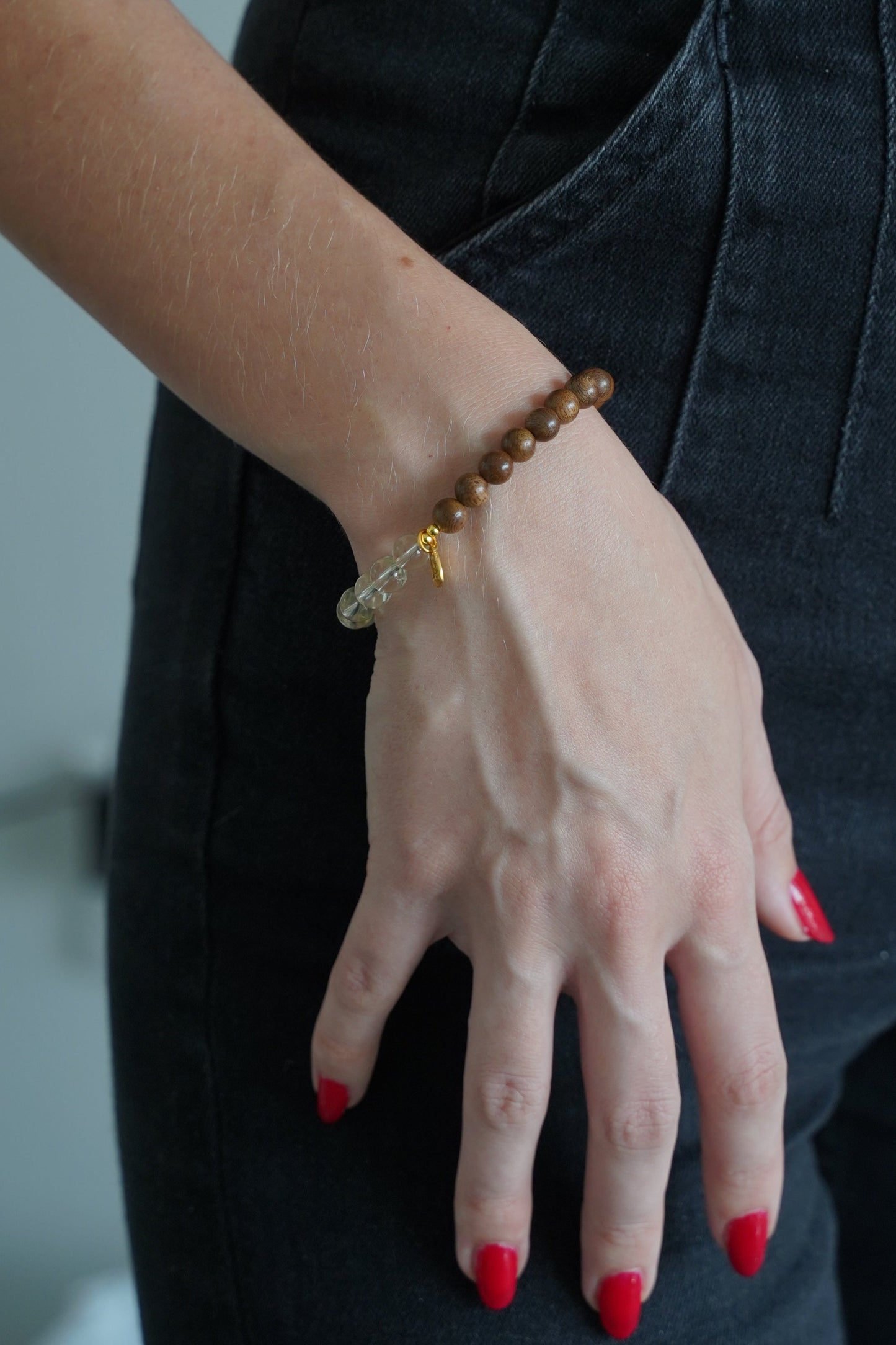Agarwood & Lemon Quartz Crystal Bracelet
