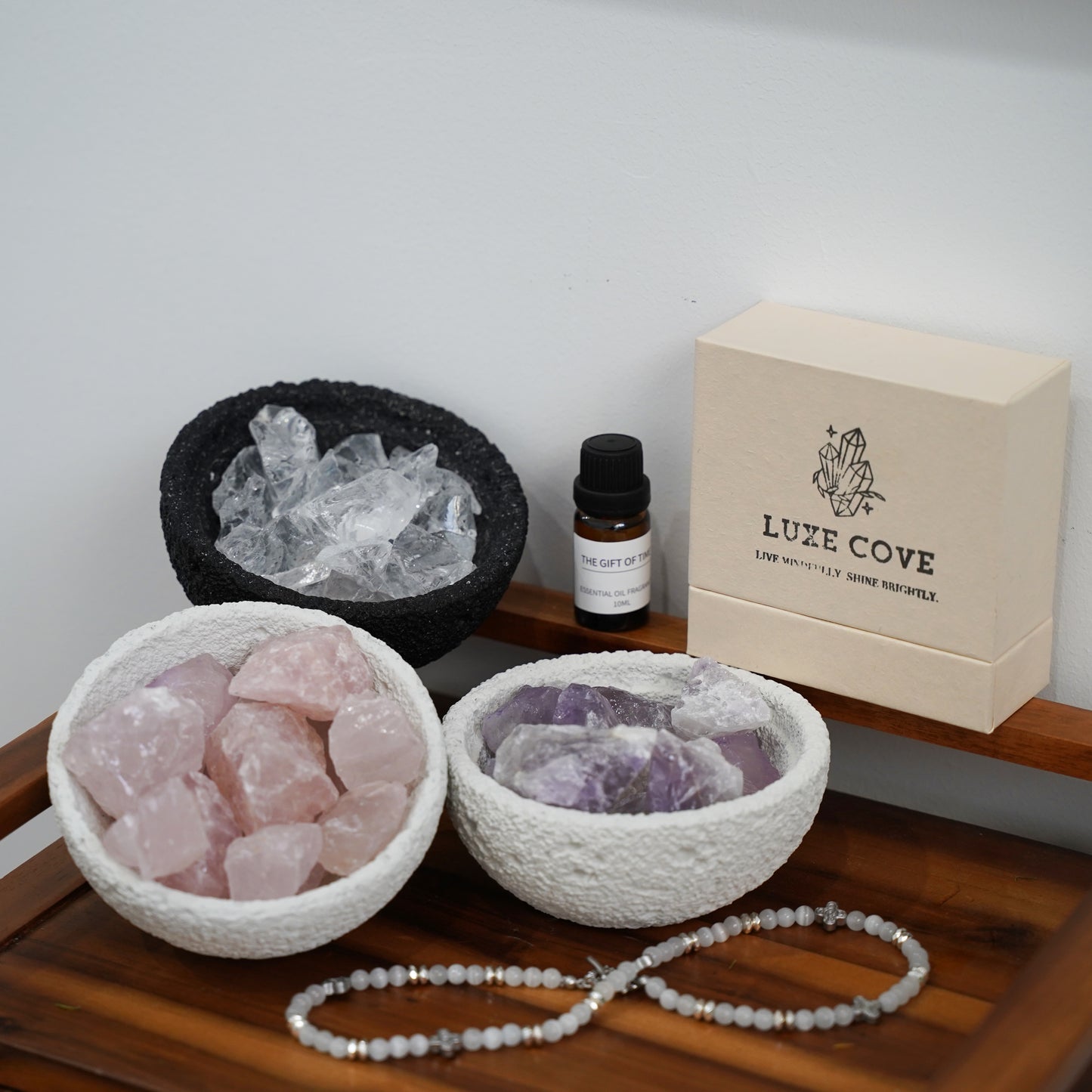 Custom Aromatherapy Crystal Set (Crystal Chunk+Essential Oil+Vessel)