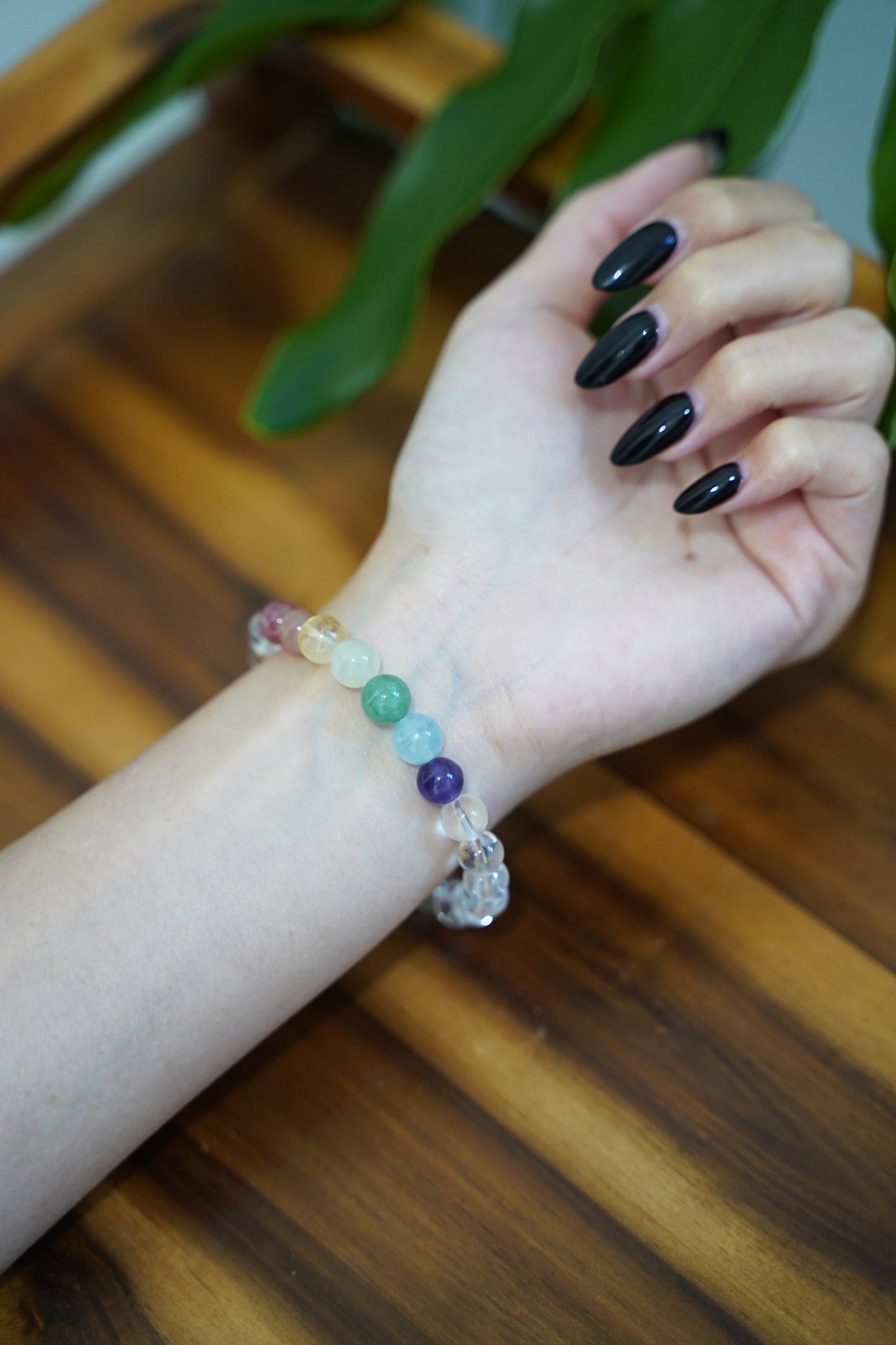 Multi-Gemstone White Crystal Bracelet – Natural Mixed Gemstone Beaded Stretch Bracelet, Healing Crystal Jewelry