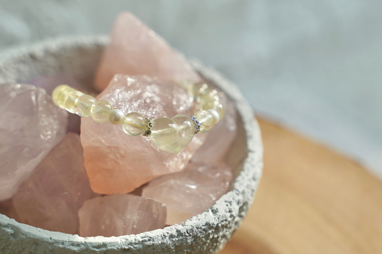 Citrine Heart Beaded Bracelet