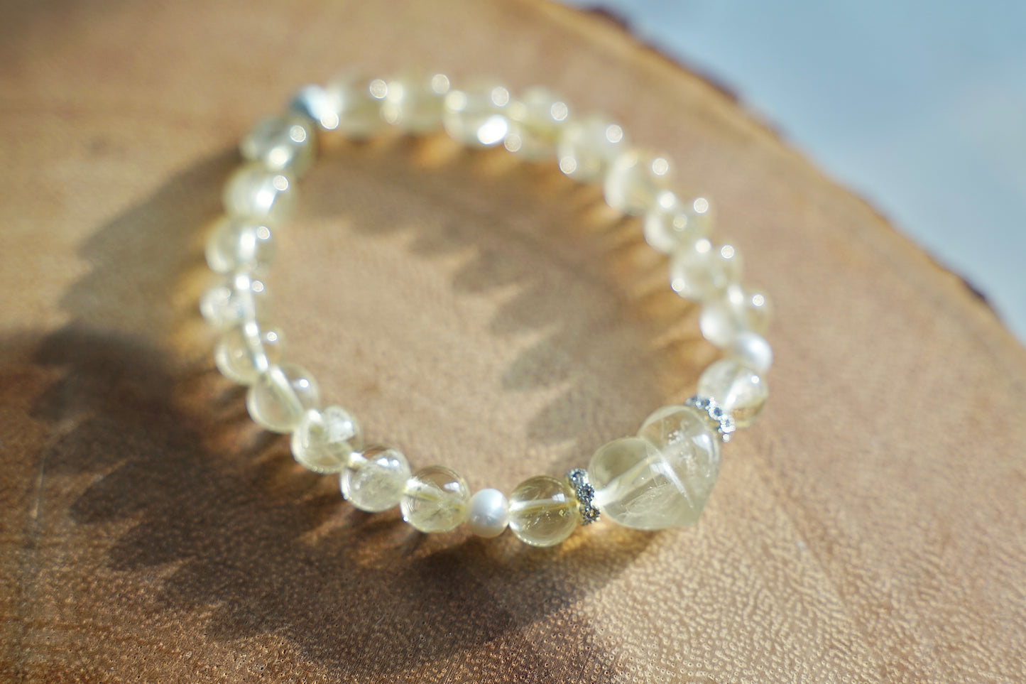 Citrine Heart Beaded Bracelet