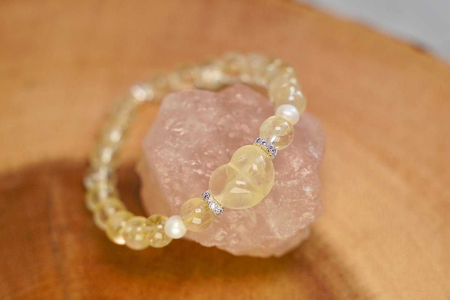Citrine Heart Beaded Bracelet