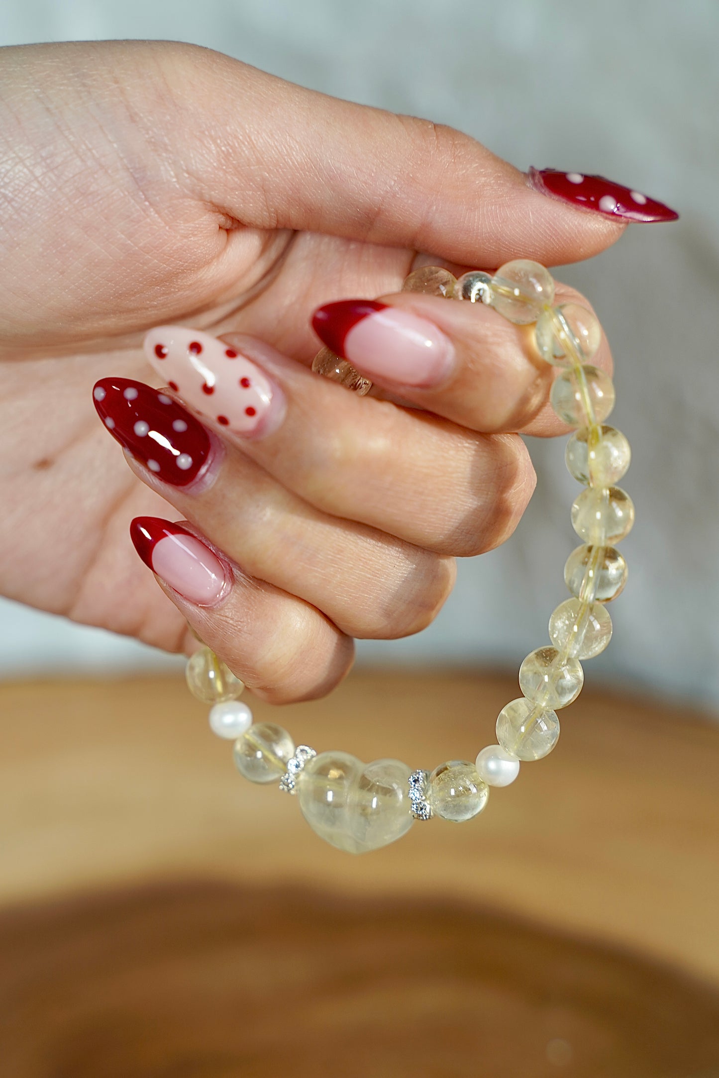 Citrine Heart Beaded Bracelet