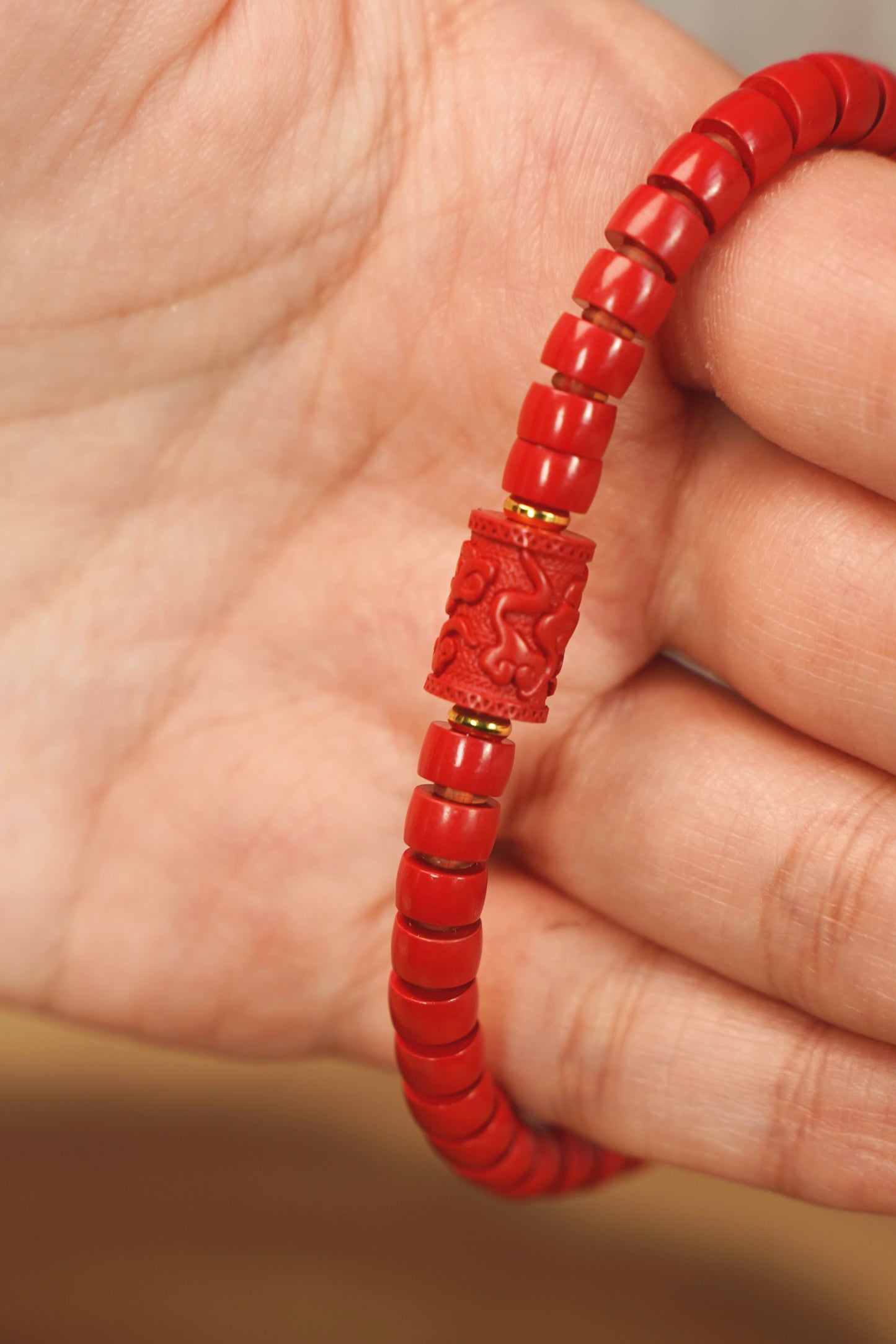 Natural Red Cinnabar Cloud Pattern Bracelet – Feng Shui Lucky Charm Bracelet