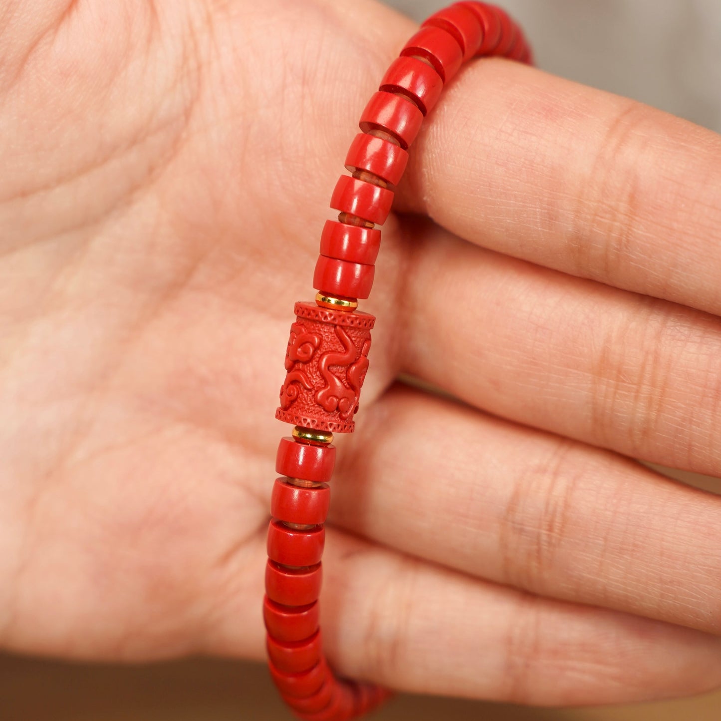 Natural Red Cinnabar Cloud Pattern Bracelet – Feng Shui Lucky Charm Bracelet