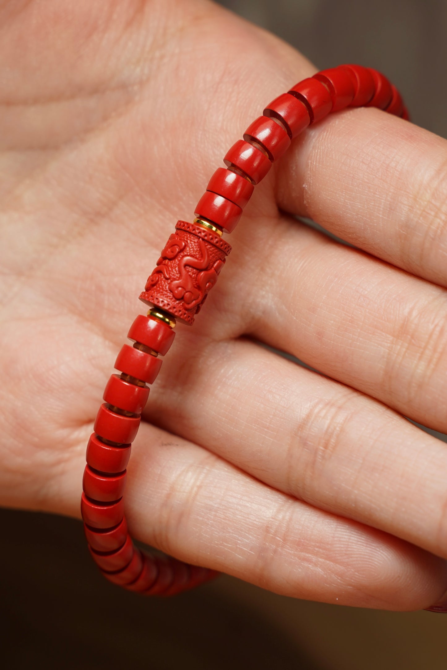 Natural Red Cinnabar Cloud Pattern Bracelet – Feng Shui Lucky Charm Bracelet