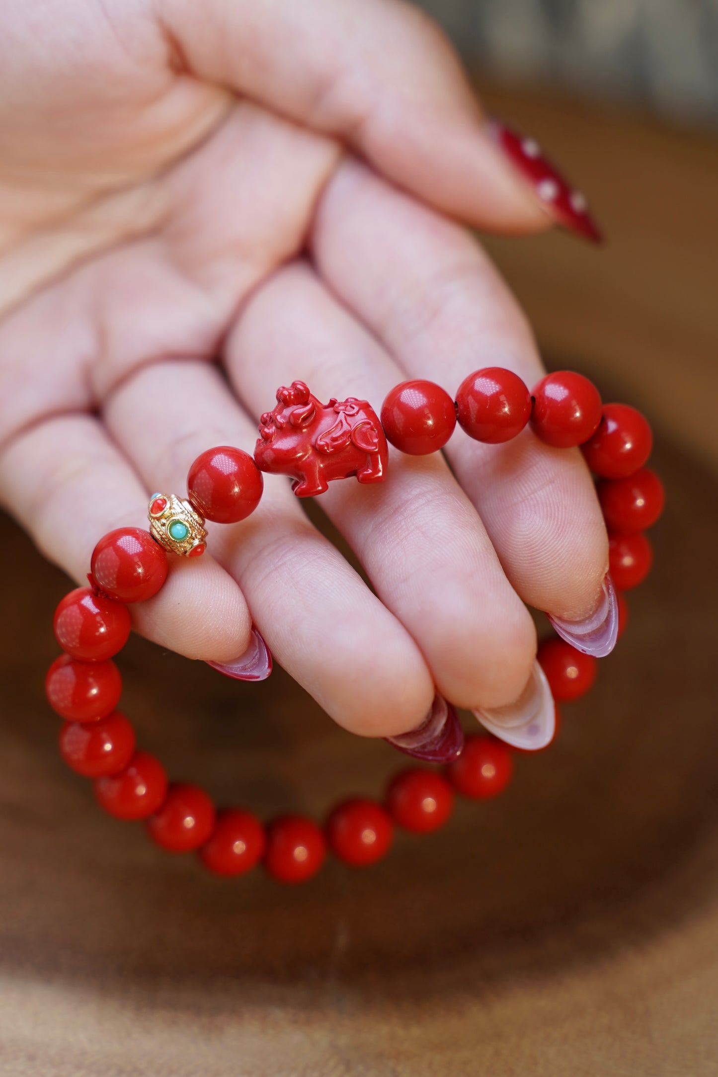 Red Cinnabar Pi Xiu Charm Bracelet