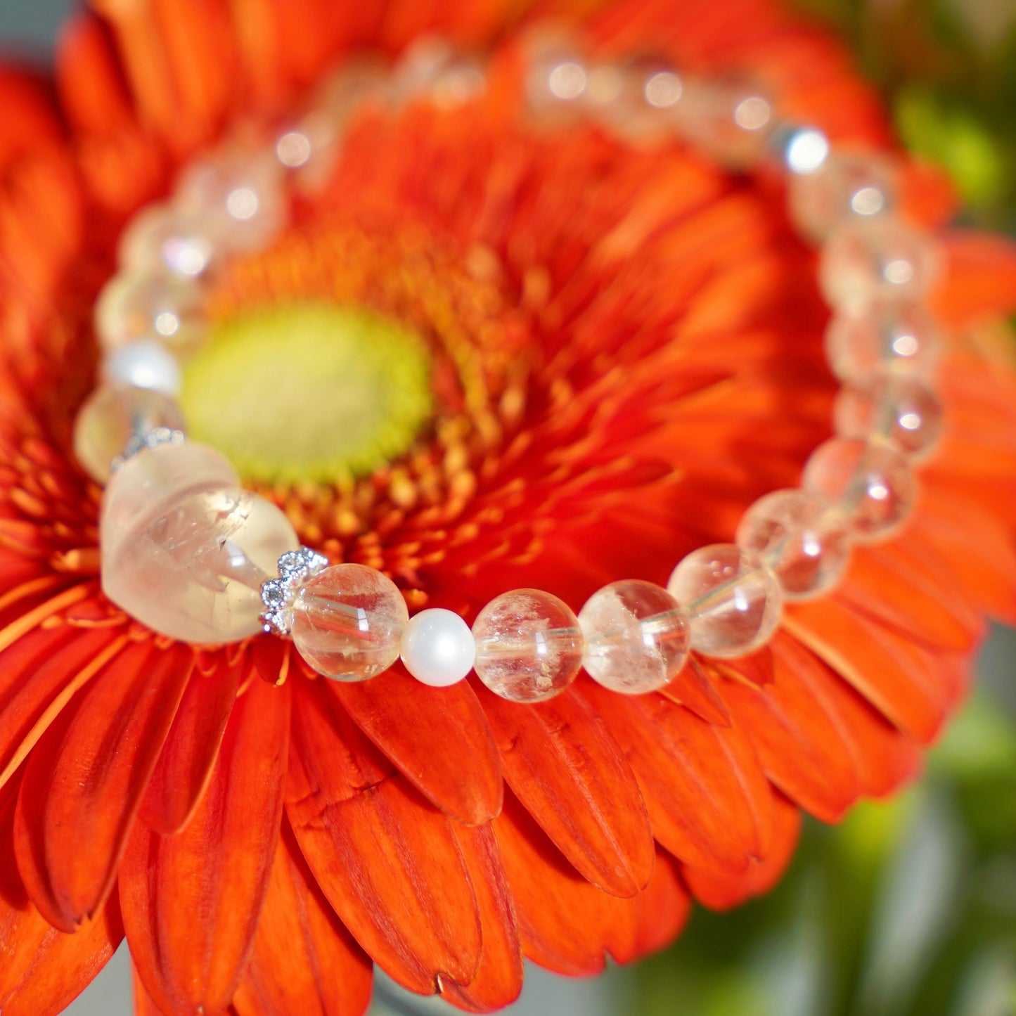 Citrine Heart Beaded Bracelet
