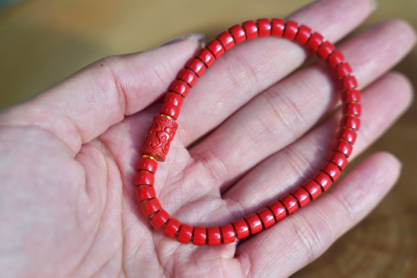 Natural Red Cinnabar Cloud Pattern Bracelet – Feng Shui Lucky Charm Bracelet