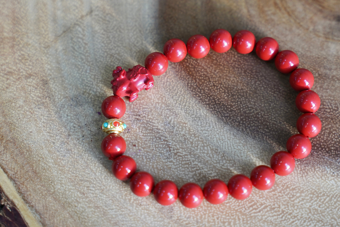 Red Cinnabar Pi Xiu Charm Bracelet