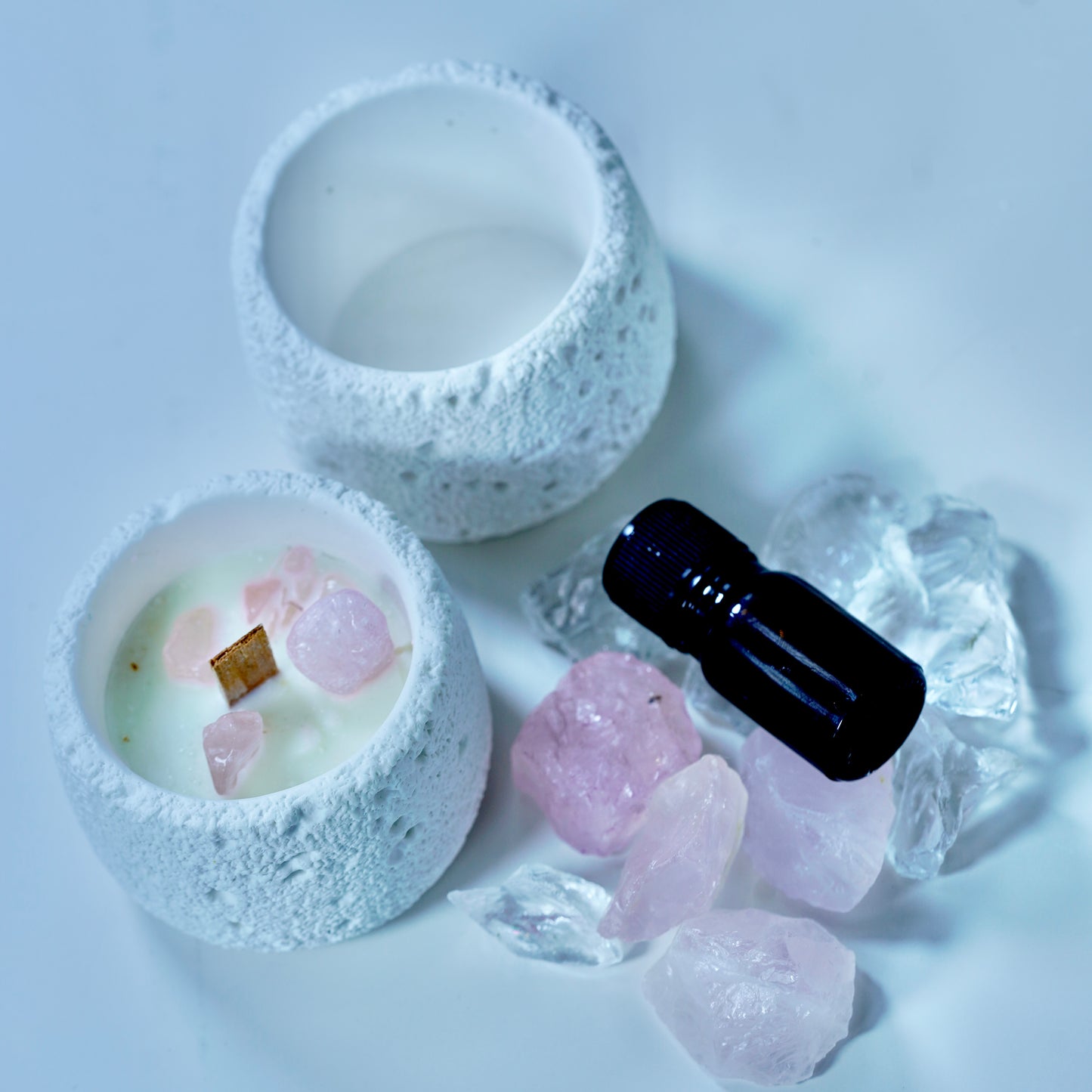 Pink Quartz Crystal Essential Oil Diffuser & Candle Set