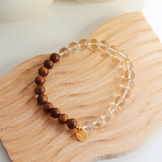 Agarwood & Lemon Quartz Crystal Bracelet