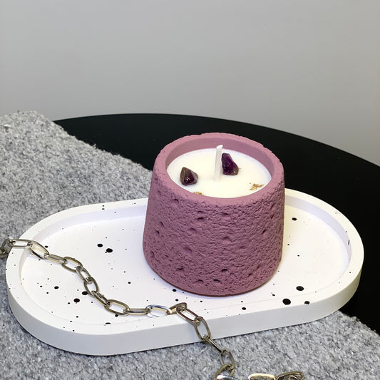 Crown Chakra Ebony & Rose Scented Amethyst Crystal Candle