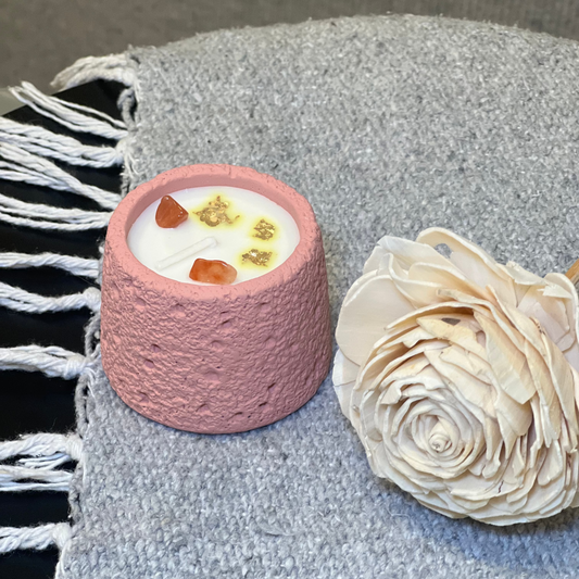 Sacral Chakra Tangerine Rose Scented Sunstone Crystal Candle