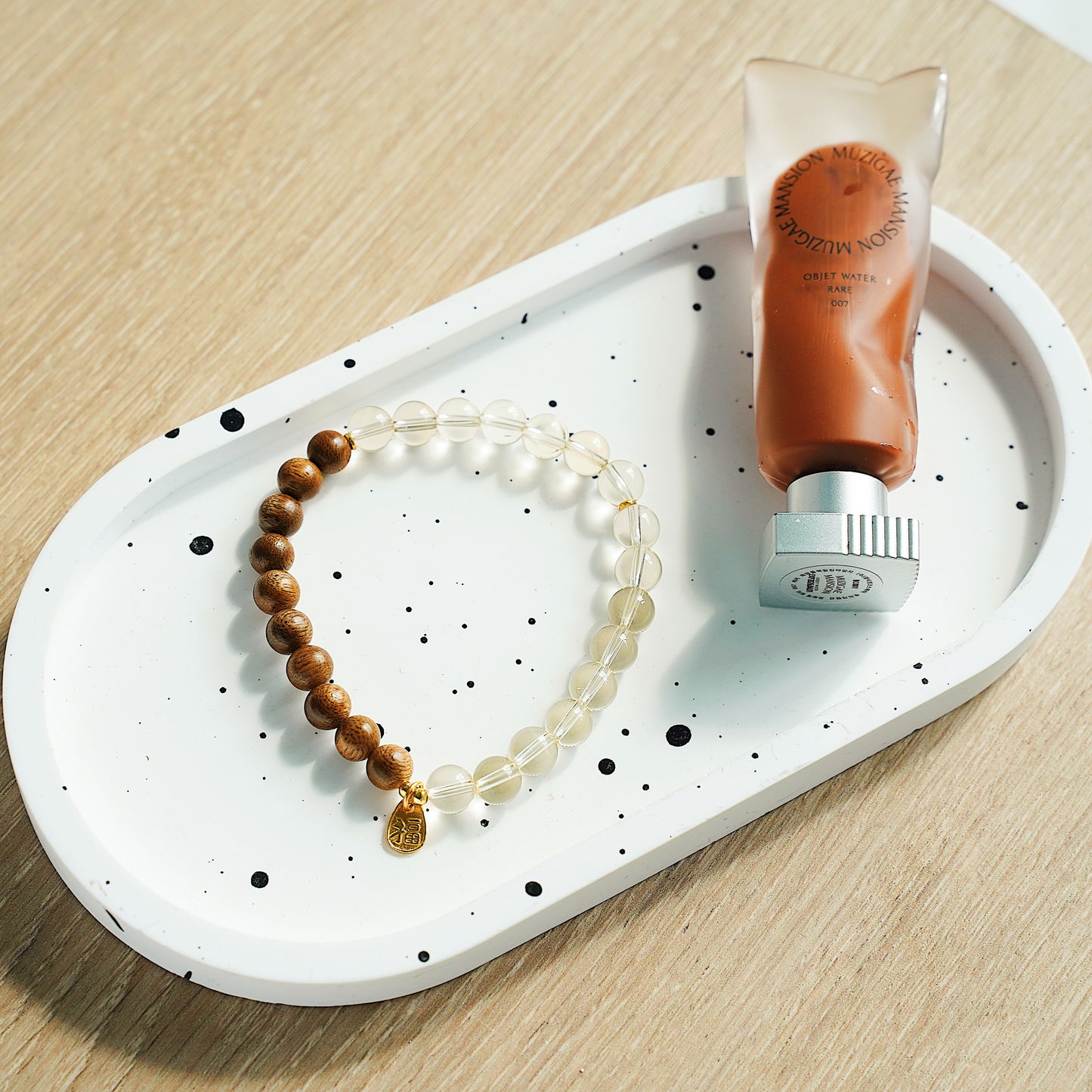 Agarwood & Lemon Quartz Crystal Bracelet